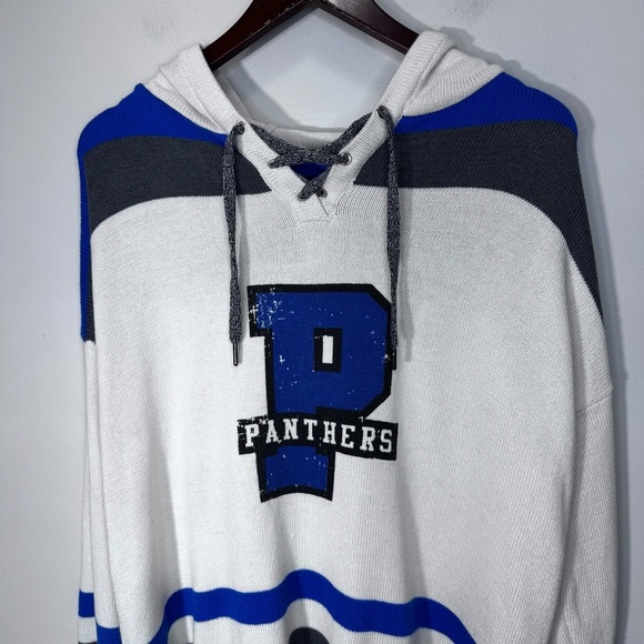 Bruzer Panthers Knit Hooded Sweater Size XL Academia Collegiate Preppy - Picture 3 of 12